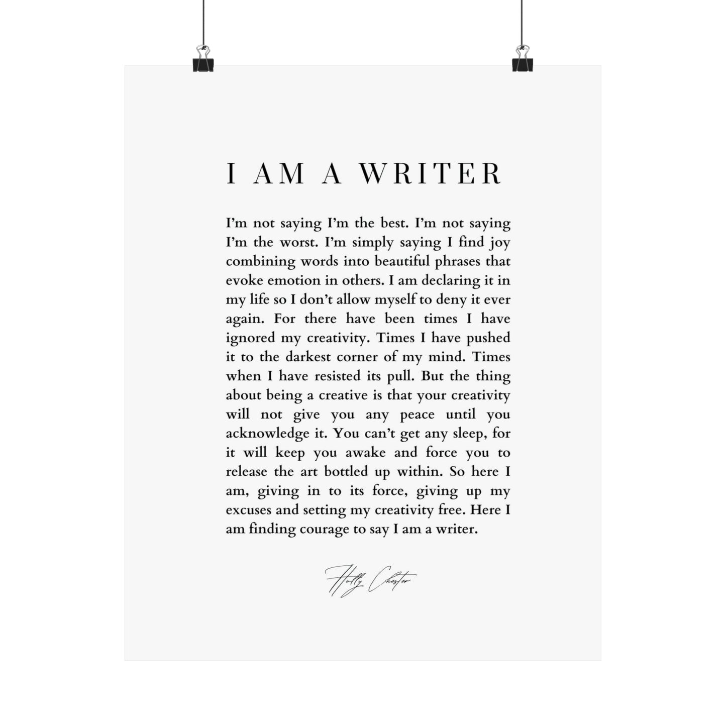 I Am A Writer Print