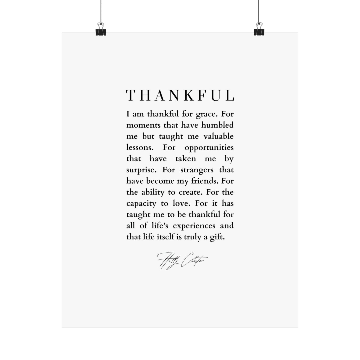 Thankful Black & White Print