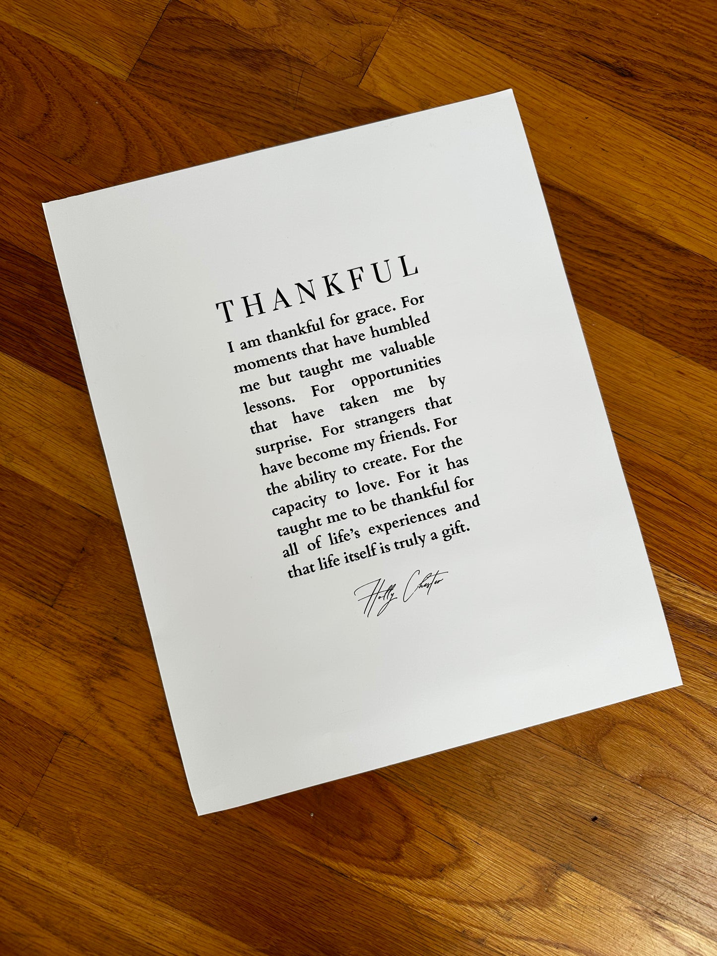 Thankful Black & White Print